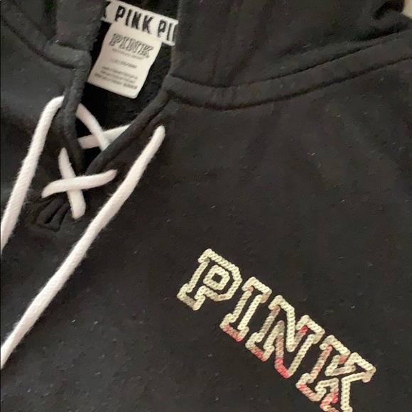 bling sequin vs pink crop hoodie - Picture 2 of 2